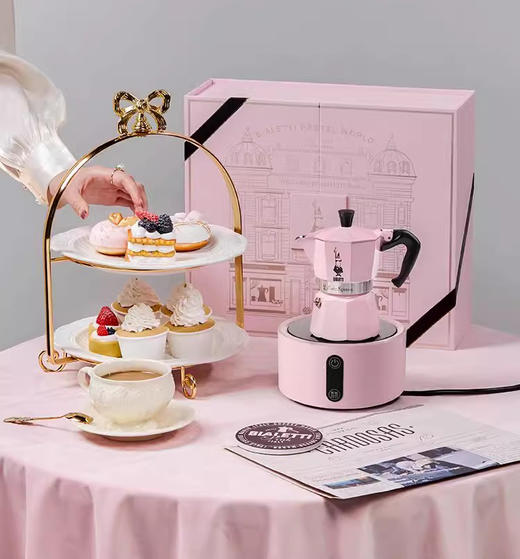 比乐蒂/Bialetti 粉色摩卡壶 手冲咖啡壶双阀意大利进口浓缩咖啡机伴手礼新婚礼物 粉色双阀礼盒 100ml 商品图2