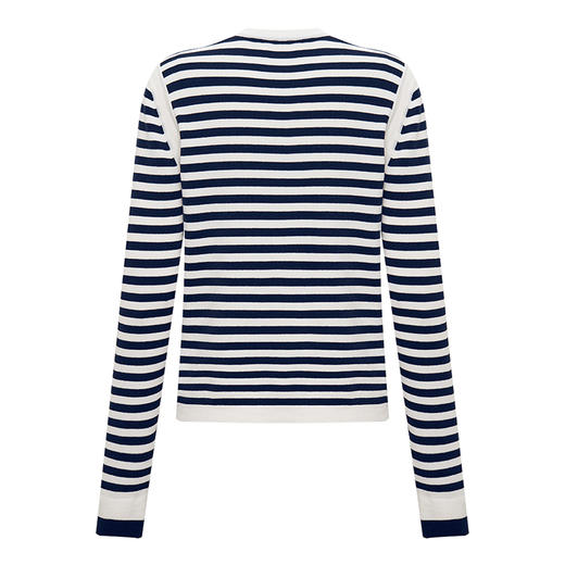 【2件9折】【Petit Bari】撞色条纹针织宽松长袖上衣 商品图3