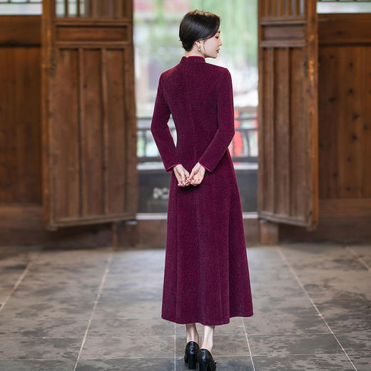 SYG-101显瘦改良旗袍2024新款年轻款女复古长袖日常连衣裙秋冬 商品图3