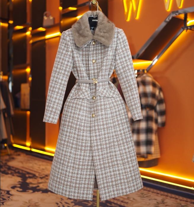 绵羊毛鹅绒服（袖子已加绒）英伦气质显瘦鹅绒服DHZZR467862