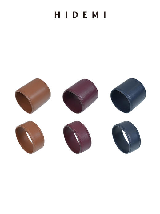 HIDEMI 【当当同款】节日系列进口小牛皮手作手镯 宽版/窄版 勃艮第红/普鲁士蓝/焦糖棕 商品图8