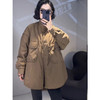 雀说宽松大口袋棉服新款休闲中长款开衫翻领棉衣外套AL3635 商品缩略图2