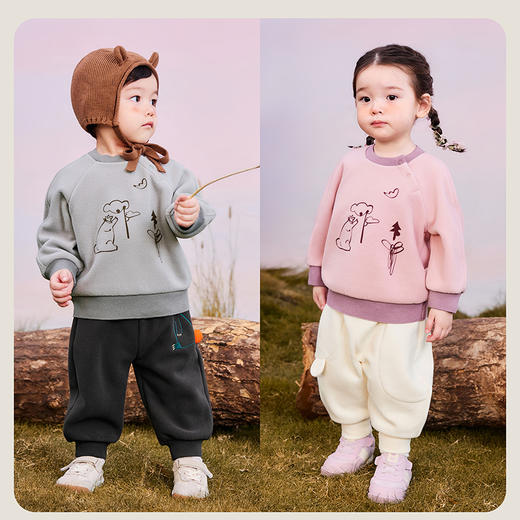 【抗静电】迷你巴拉男女童秋冬新品萌趣加绒长袖上衣 商品图2