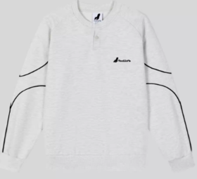 Mood Like Me/MWY24144/380G半开领抓绒撞色线条结构圆领按扣卫衣