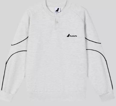 Mood Like Me/MWY24144/380G半开领抓绒撞色线条结构圆领按扣卫衣 商品图0