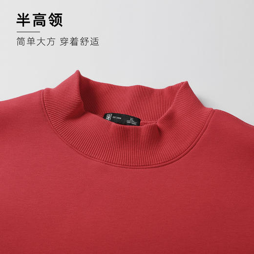 秋冬款加绒加厚半高领圆领长袖t恤纯色卫衣男式休闲上衣打底 商品图5
