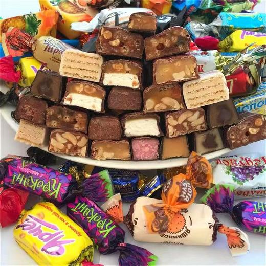 1500g/3大袋俄罗斯风味混合糖巧克力多种口味夹心软牛扎糖果 商品图1