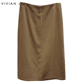VIVIAN LIU R2444006初秋女装新款时尚侧拉链显瘦后开衩半裙