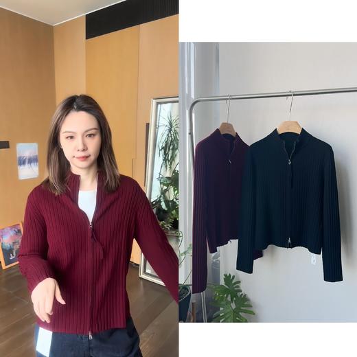 【新年系列】噢蜜ooomeooo螺纹显瘦双拉头羊毛开衫 商品图0