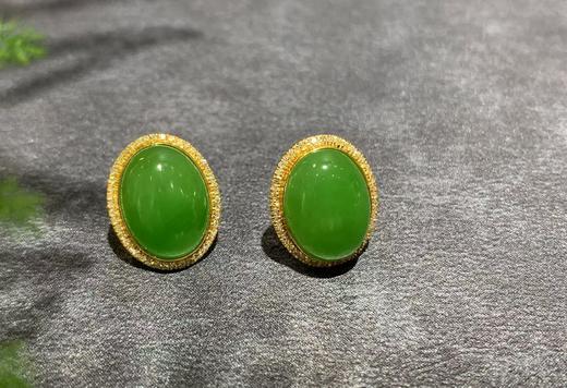 【御珠宫坊】金镶碧玉耳钉 商品图0