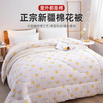 云瑾100%全棉新疆棉花被纯棉被芯被子四季被6斤 200x230cm 金冠 商品图0