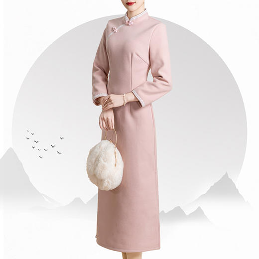 气质少女改良，新中式高贵长袖旗袍KK0505 商品图1