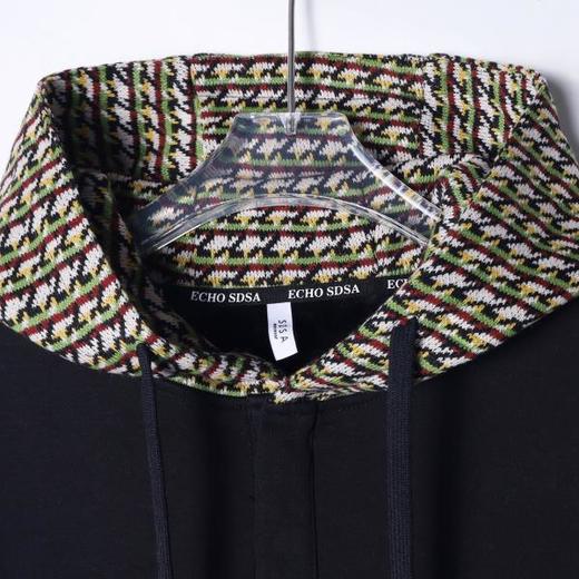 秋冬季新款时尚个性美式街头拼接抽绳连帽卫衣情侣百搭休闲上衣 商品图2