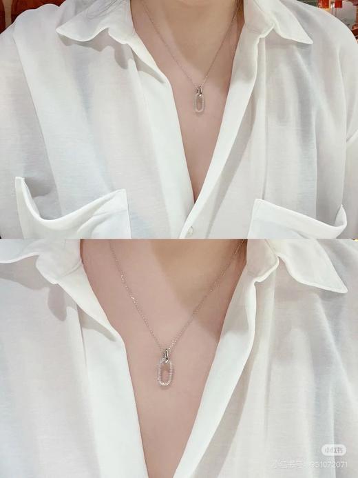 B121109几何双环双扣项链满满的水晶 那个bling bling的耀眼 商品图6