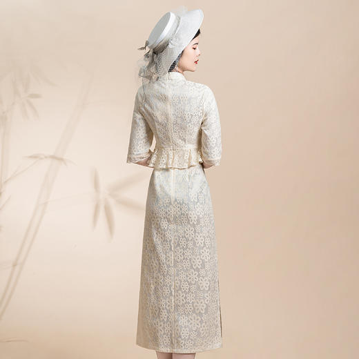 2024新款高端气质少女改良年轻款两件套蕾丝拼接旗袍 商品图2