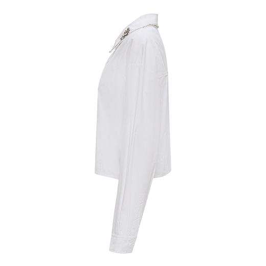 【2件9折】【Petit Bari】简约静奢短款钻饰长袖衬衫 商品图2