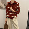 红色条纹拉链款毛衣330 商品缩略图1