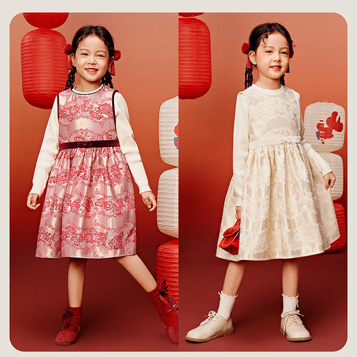 【新年季】迷你巴拉女童柔软亲肤新中式甜美背心连体裙拜年服 商品图2