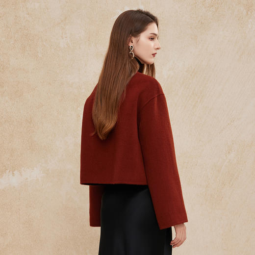 PH966斯尔丽24冬季新款双面撞色轻国风小短款简约通勤大衣外套 商品图1