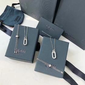 B121109几何双环双扣项链满满的水晶 那个bling bling的耀眼