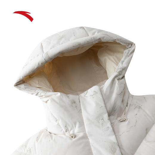 安踏速暖羽绒丨连帽羽绒服女冬季新款满印休闲保暖外套162447945N 商品图5
