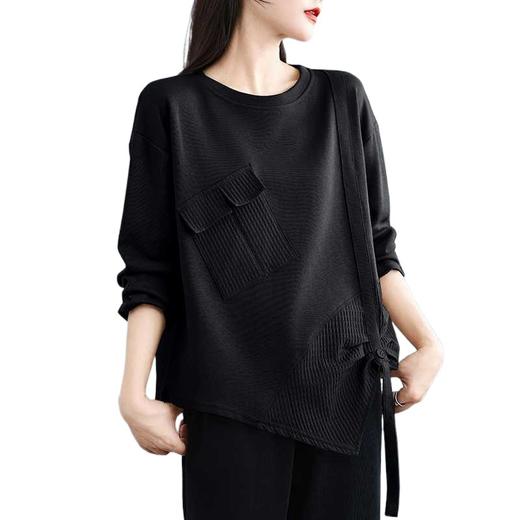 雀说新款韩版大码纯色宽松长袖T恤AL7317 商品图4