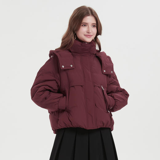 PR012斯尔丽24冬季轻盈可脱卸连帽宽松休闲时尚百搭减龄短款羽绒服女 商品图2
