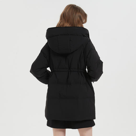 PR016斯尔丽24冬季鸭绒时尚韩版腰部抽绳连帽显瘦保暖90绒中长羽绒服 商品图5