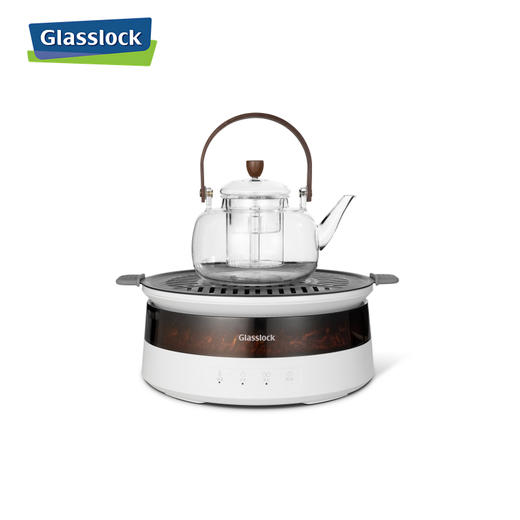 【自营】 Glasslock 围炉煮茶 仿真炭火 环形聚热 8分钟快煮 4小时保温 底座 玻璃壶 白色/灰色 商品图1