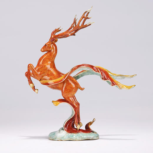 朱炳仁铜 18#国鹿 威武霸气福禄相伴 客厅办公桌鹿摆件铜工艺品礼品 商品图0