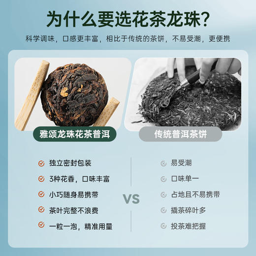 【6颗装】华祥庄园-花茶普洱龙珠30g品鉴茶（桂花普洱、菊花普洱、玫瑰普洱） 商品图3