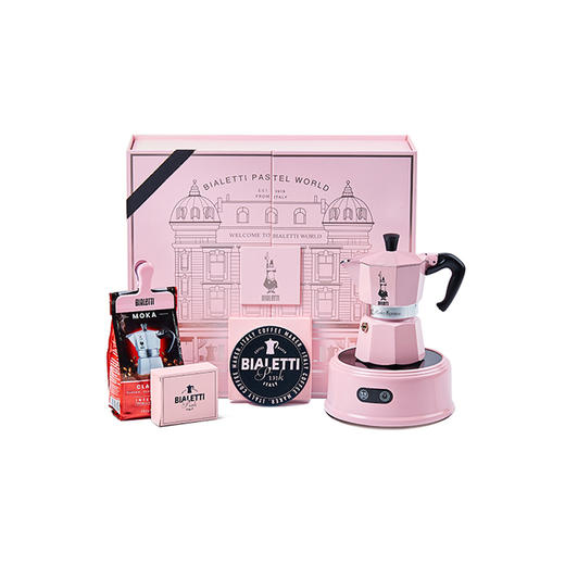 比乐蒂/Bialetti 粉色摩卡壶 手冲咖啡壶双阀意大利进口浓缩咖啡机伴手礼新婚礼物 粉色双阀礼盒 100ml 商品图0