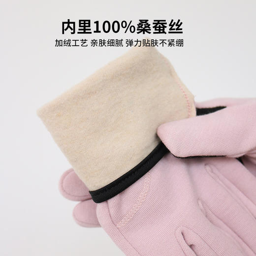 TG-TG04S070冬季真丝拉绒可触屏手套女 桑蚕丝骑行防风加绒加厚保暖手套 商品图1