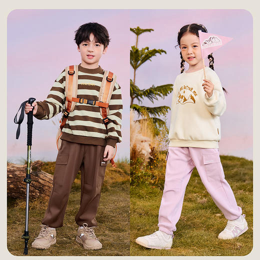 迷你巴拉男女童裤子秋冬新品宝宝加绒长裤工装风 商品图2