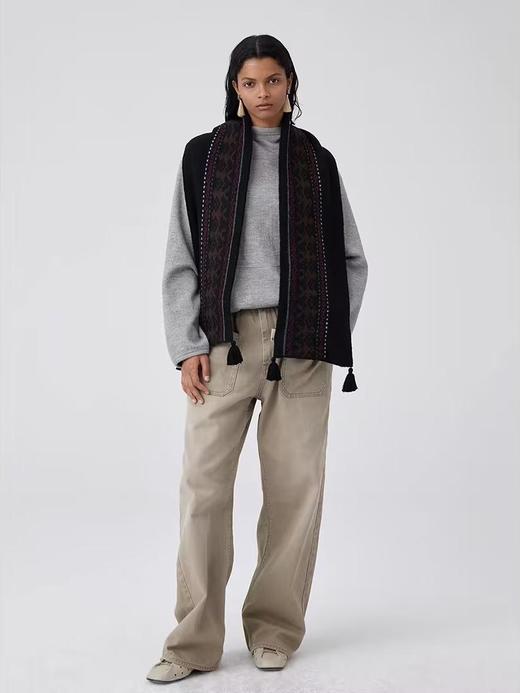 Simple Project/A24250/费尔岛民族图案骆驼绒流苏围巾 商品图2