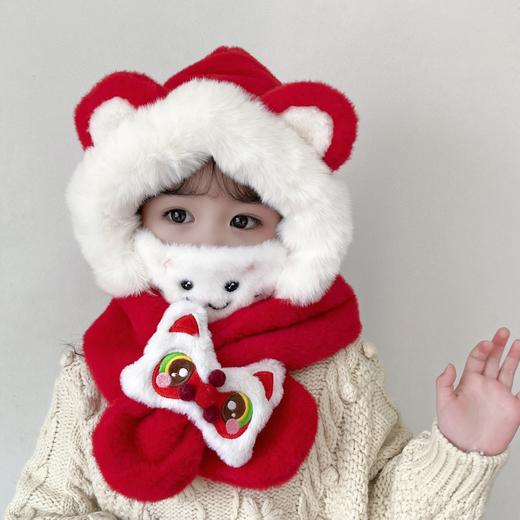 【可爱醒狮造型，超萌护耳帽！】1-10岁宝宝帽子秋冬款 醒狮新年儿童围巾一体帽 可爱超萌 加厚男女童护耳帽-QQ 商品图0