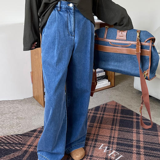 【顺丰包邮】32543时髦精解构系棉感高腰阔腿牛仔裤女571 商品图4