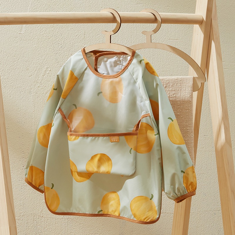 贝恩施儿童短袖双层防护防水防污罩衣婴儿宝宝吃饭神器围兜罩衣