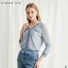 VIVIAN LIU薇薇安刘TR2416305梅春女装新款V领花纱长袖开衫毛衣 商品缩略图0