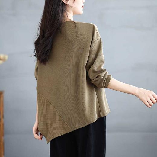 雀说新款韩版大码纯色宽松长袖T恤AL7317 商品图3