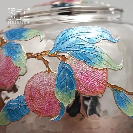 臻宝堂银壶999纯银泡茶壶纯手工寿桃粉色珐琅壶足银制作高端茶具珐琅德钟福寿壶150ml 商品图2
