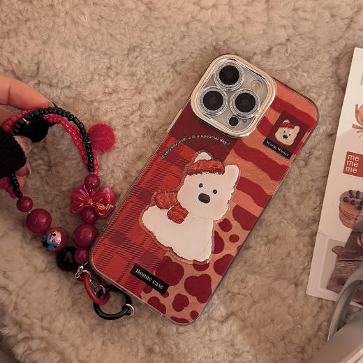【秒杀】【红格纹西高地手机壳】适用15promax手机壳 苹果iphone16 立体卡通13挂链14硬 商品图3