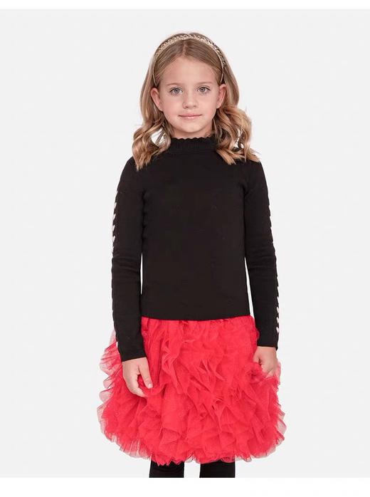 【春上新】【3.8折】8楼琳麦罗 LYNN&MILO 黑色毛织袖侧爱心提花打底衫  吊牌价：598元  活动价：227元 商品图0