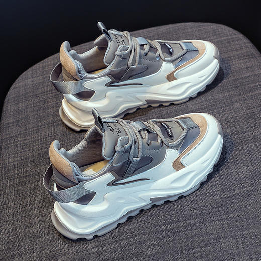 雀说真皮老爹鞋子ins加绒薄款新款女鞋厚底爆款运动休闲鞋AL6300 商品图3