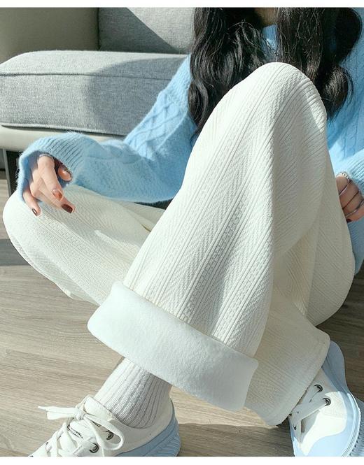 腿粗胯宽星人的快乐源泉☺️一定要冲这一款👉有氧周末~麦穗提花加绒阔腿裤！垂感十足，高腰设计真的巨显高显瘦！！！秒变长腿精👏 商品图4