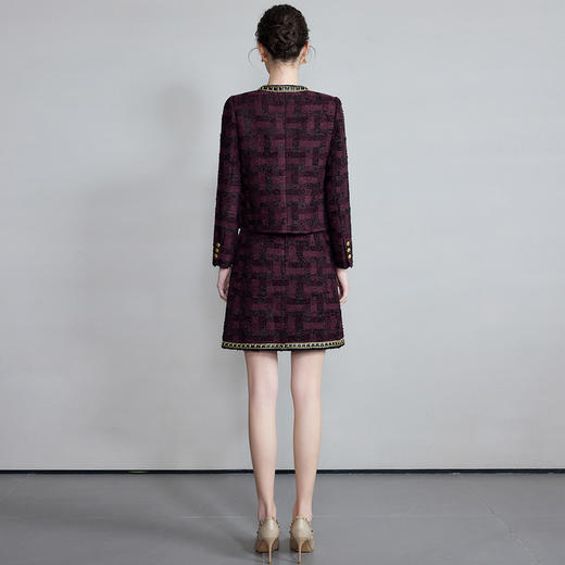 IWY/御姐范轻熟职场两件套装女秋冬新款纹理感镶边小香风套裙子CS2158 商品图4