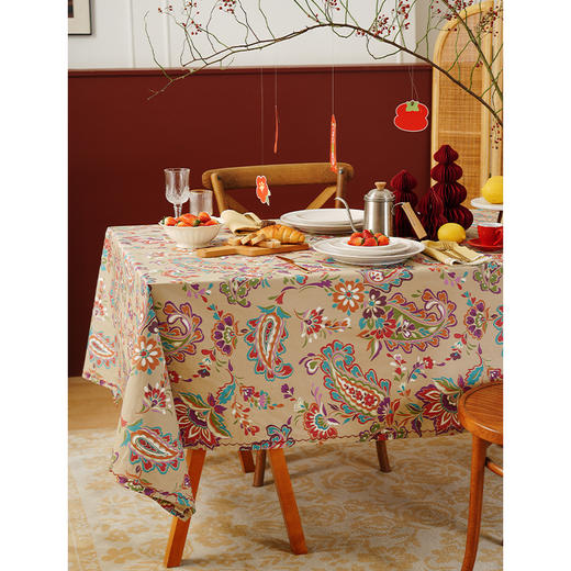 经典印花防水桌布防水防油印花桌布轻奢高级感餐桌长方形氛围感复古定制 商品图4