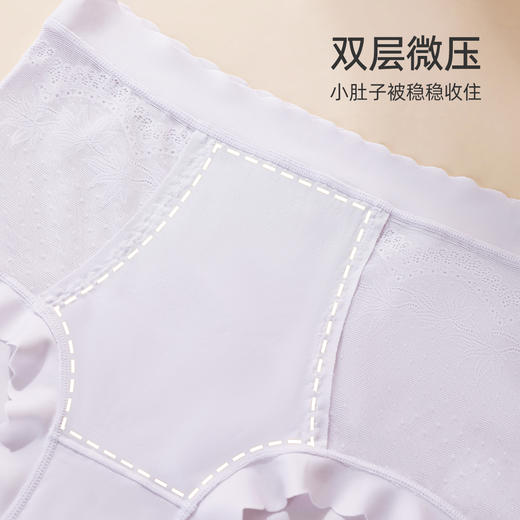 【3条装】熳洁儿 莫代尔女士内裤高腰蕾丝微收腹波浪边24762113 商品图5