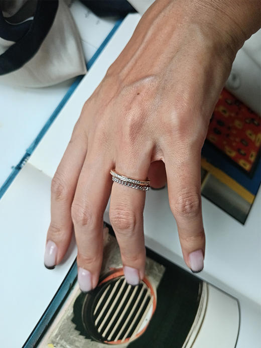 LHWINDSOR 原创半钻戒指半钻半链生命相伴戒指金银双色 商品图7