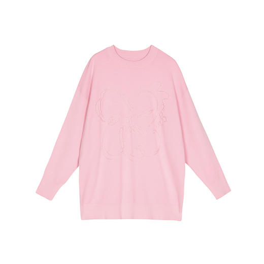 谜底套头毛衫2025春新品中长款绣花宽松慵懒感针织衫女251MZ0328 商品图4